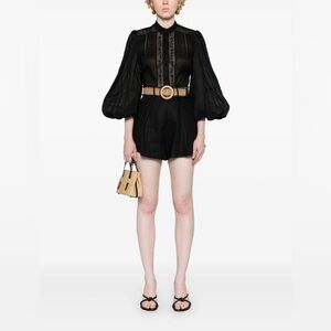 NWT - Zimmermann Halliday Tuck Belted Linen Shorts - Size AU0